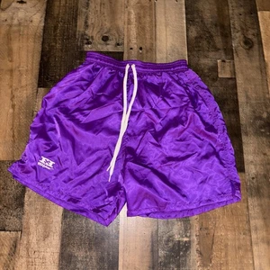 Vintage 80s 90s Nylon Athletic Soccer Running Cycling Purple Shorts Small - Picture 1 of 8