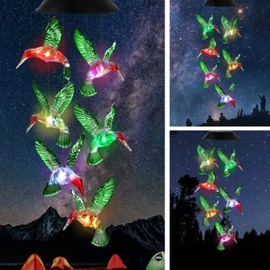 Hummingbird Solar Wind Chimes, Hummingbird Solar Lights Outdoor Wind Chimes C... - Picture 1 of 8