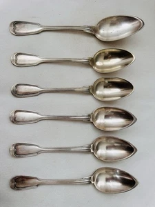 Vintage Christofle Chinon Pattern Silver Plate French Spoons 6 - Picture 1 of 5