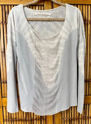 Raquel Allegra Women's Scoop Neck Distressed Tie Dye Long Sleeve Top Size 2 - Image 1 of 4
