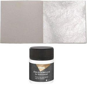 10 Blatt Echtes Blattsilber 50mm x 50mm Echt Silber + 1 x Kreul Anlegemilch 50ml - Bild 1 von 1