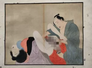 3.By Kitagawa Utamaro Bijinga Shunga Wood Block Japanese Ukiyo-e Edo Period - Picture 1 of 16