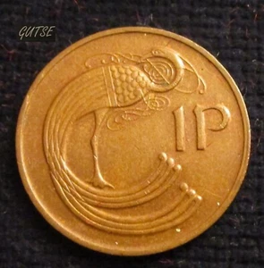 IRLANDA, PENNY 1982, PÁJARO ESTILIZADO, GXF. - Imagen 1 de 2