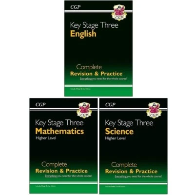 CGP Books KS3 Complete Study & Practice  3 Books Set Maths, English, Science - Image 1 of 4