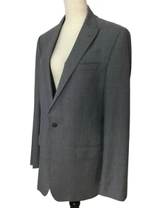 HUGO BOSS Guabello Blue Gray Blazer Jacket Gray Super 120 Single Button Size 40L - Picture 1 of 11