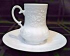 Collectible Kaldun &amp; Bogle White Floral Embossed Cappuccino Cup &amp; Saucer 5 Oz