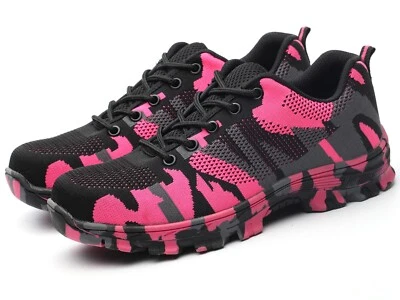 Zapatos de seguridad con puntera de acero de camuflaje para hombres mujeres Tenis de trabajo ligeros Botas Foto 1 de 4