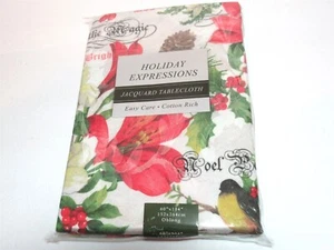NIP Benson Mills Holiday Expressions Xmas Carols Jacquard Tablecloth 60 x 104 - Picture 1 of 9