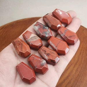 10 piezas ataúd de jaspe rojo natural cuarzo cristal calavera Reiki gema curativa 1" - Imagen 1 de 11