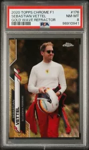 2020 TOPPS CHROME F1 SEBASTIAN VETTEL GOLD WAVE REFRACTOR /50 #176 NM-MT 8 - Picture 1 of 2