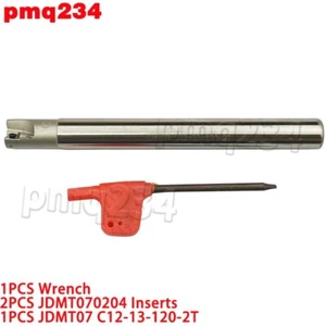 1PCS JDMT07 C12-13-120-2T Indexable End Mill Holder with 2PCS JDMT070204 inserts - Picture 1 of 7