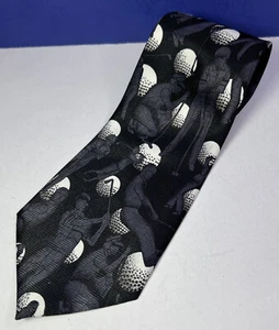 Vintage Shadow O Rama Golf Graphic Mens Necktie Black & Gray by Beans McGee READ - Picture 1 of 5
