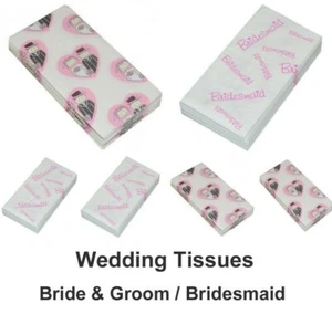 Wedding Tissues - Single Pocket / Handbag pack Bride & Groom / Bridesmaid design - Picture 1 of 3