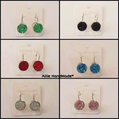 Orecchini donna pendenti base argento con pietra colorata luminosa - Immagine 1 di 4