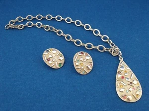 Vintage Sarah Coventry goldfarben Sultana Konfetti Halskette Ohrring Set - Bild 1 von 6