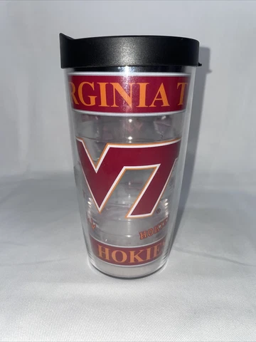 Tervis Virginia Tech Hokies Tumbler 16 oz Travel Mug With Lid Logo Mascot NWT Cover