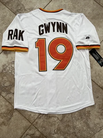 RARE NWT Majestic San Diego Padres Tony Gwynn #19 Throwback Retro Jersey White S Cover