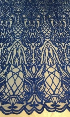 Tela AZUL ROAYL CON CUENTAS por yarda, 52" ancho encaje/malla/festoneado Foto 1 de 2