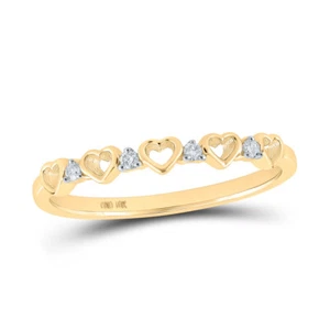 10kt Yellow Gold Womens Round Diamond Heart Ring 1/20 Cttw - Picture 1 of 1