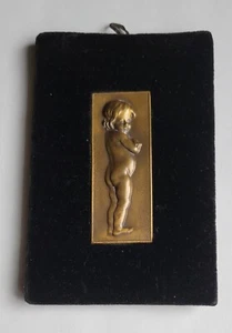 Antique Bronze Boy D'APRES BOUCHARDON Velvet Frame - Picture 1 of 2