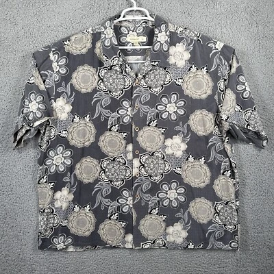 Camisa Joseph & Feiss Para Hombres 100% Seda Abotonada Hawaiana Floral 3XL Tropical Aloha Foto 1 de 4