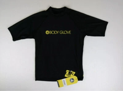 Guantes corporales ajustados Rashguard niños manga corta camisa de natación negra grande FPS Foto 1 de 4