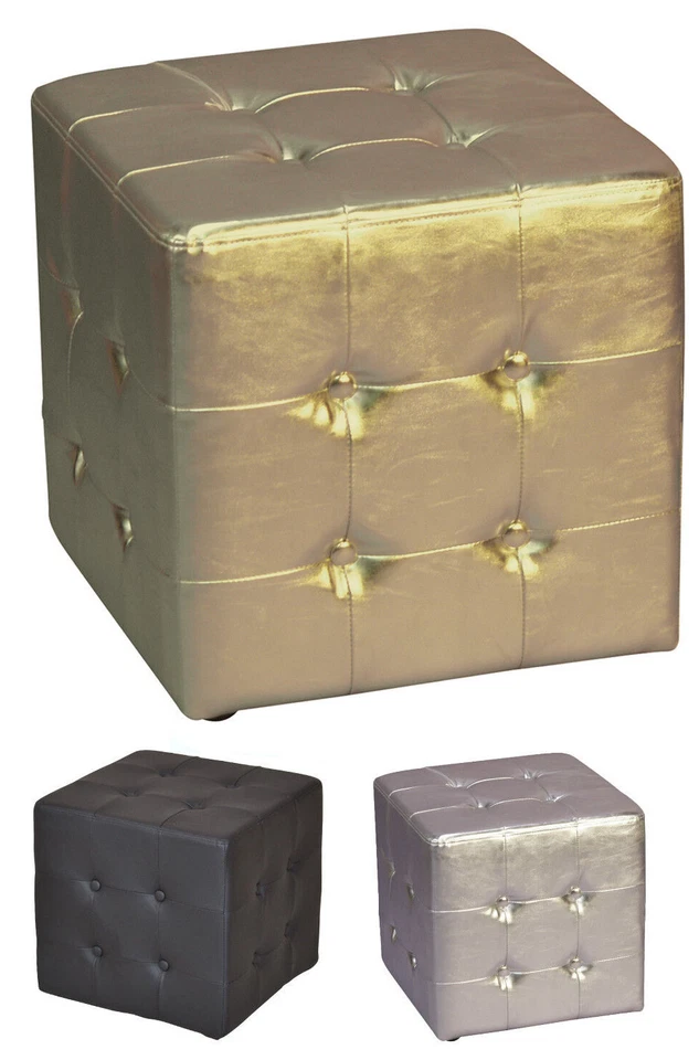 Trendiger Sitzhocker, Sitzwürfel "Cube" mit Knopfsteppung, in 3 Farben - Bild 1 von 1