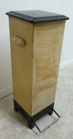 Vintage 1920s Industrial Dental Cabinet Trash Can Waste Basket Mechanical Lid Cover