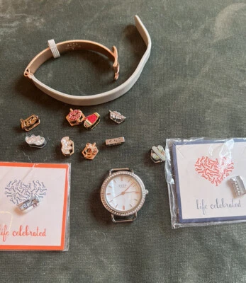 Lot Of Keep Collective Items Rose Gold/grayBraceletWatchWith Rhinestones11charms - Image 1 of 4