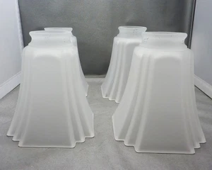 Set of 4 Vintage White Satin Glass Shades - 2 1/8" Shade Fitter - Picture 1 of 8