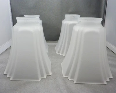 Set of 4 Vintage White Satin Glass Shades - 2 1/8" Shade Fitter - Image 1 of 4