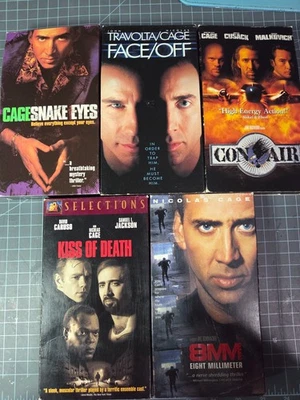 Lot of 5 Nicholas Cage VHS Con Air Face Off Snake Eyes 8mm Kiss of Death Vintage - Image 1 of 4