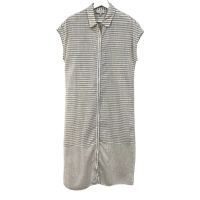 Maxi Camisa de Vestido Lucky Brand Talla S con Botones a Rayas Ligera Manga Gorra Foto 1 de 4