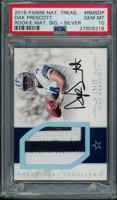 2016 National Treasures Dak Prescott RPA Silver /25 Rookie Auto PSA 10 #RMSDP - Image 1 of 2