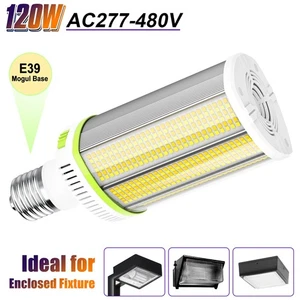 480V -120W LED Corn Bulb Adjustable Shoebox Retrofit Corn Light -E39 Mogul Base - Picture 1 of 13