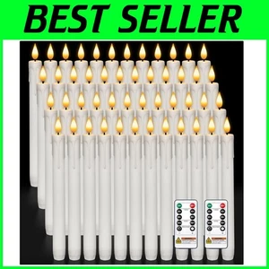 48 Pcs Plastic Flameless Taper Candles with Remote - Picture 1 of 9