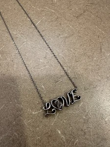 Jane Seymour Kay Jewelers Open Heart Sterling Silver Love Word Pendant Necklace - Picture 1 of 14