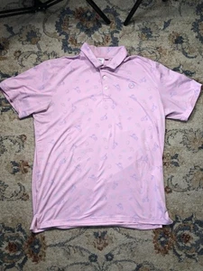 Puma Arnold Palmer Polo Shirt Mens Large Pink Golf Cocktail Print Umbrella Logo - Picture 1 of 9