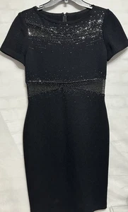 St John Abendkleid 2 schwarz Strass Etui Santana Strick transparent Netz - Bild 1 von 17