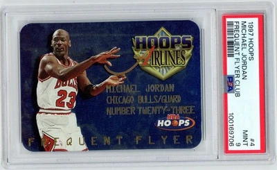 1997 Hoops MICHAEL JORDAN #4 Frequent Flyer Club BULLS GOAT PSA 9 MINT N725 - Image 1 of 3