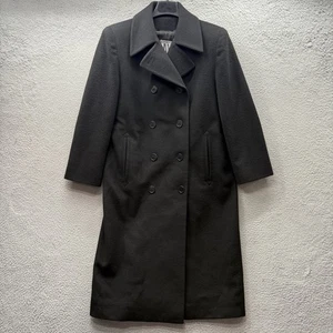 Vintage Jones New York Pure Wool Black Double Breasted Coat Size M/L (No Sz Tag) - Picture 1 of 13