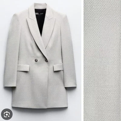 Chaqueta Blazer ZARA Doble Pecho Gran Tamaño Dove Para Mujer XL Minimalista Carrera Foto 1 de 4