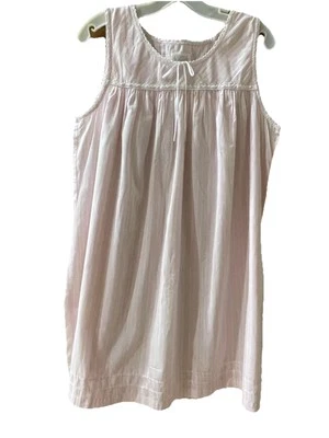 100% Cotton Nightgown Sleeveless Lace Trim by CLASSIC ELEMENTS Sz Lg 14-16 Pink - Image 1 of 4