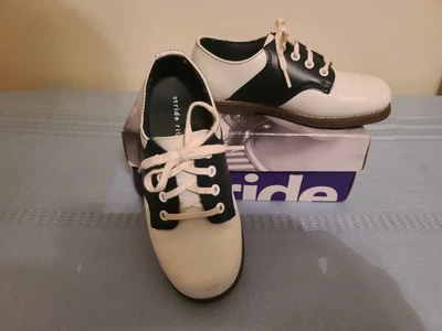 Stride Rite~ Unisex Classic Saddle Shoes~ White Navy Leather~ Child's Size 10M - Image 1 of 4