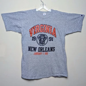 VTG UVA Virginia Cavaliers Football Sugar Bowl 1991 Single Stitch Shirt Medium - Picture 1 of 6