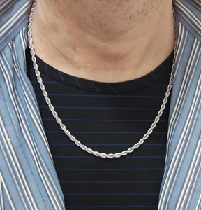 Collar De Acero Inoxidable Cadena Para Hombre En Espiral Gargantilla 4 X 55 Cm - Imagen 1 de 6