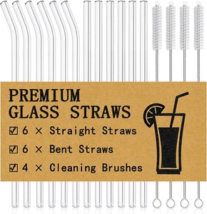 ® 16-Pack Reusable Glass Straws, Clear Glass Drinking Straws, 10''X10Mm, Set ... - Picture 1 of 1