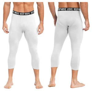Men's Athletic 3/4 Compression Pants Outdoor Tights Sports Base Layer Pants - Picture 1 of 56