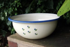 Emaille Schüssel Blümchen Salatschüssel Nostalgie Waschschüssel Landhausstil - Bild 1 von 4