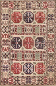 Vegetable Dye Super Kazak Handmade Geometric Ivory Living Room Rug Carpet 7'x10' - Picture 1 of 12